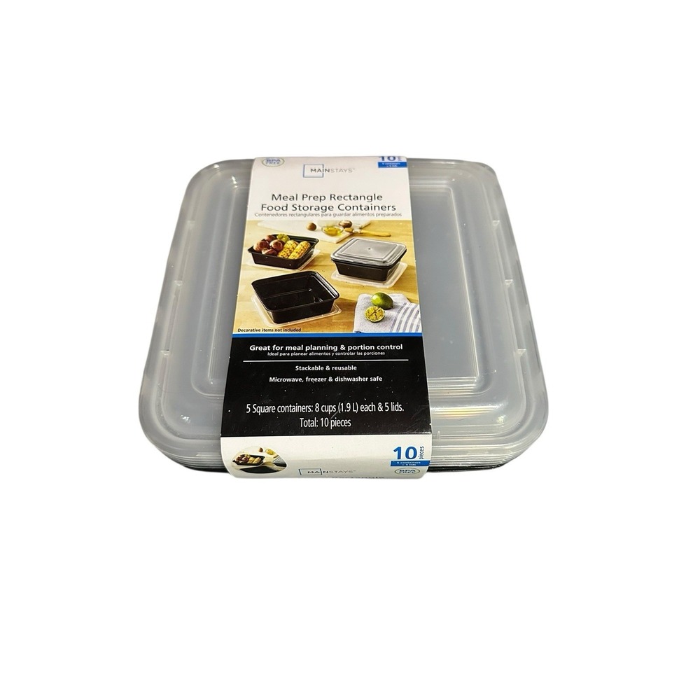 mainstays meal prep rectangle food storage containers‎ 10 piece set square